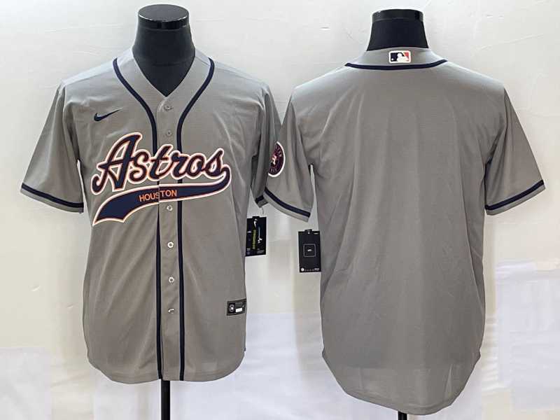 Men%27s Houston Astros Blank Grey Cool Base Stitched Baseball Jersey